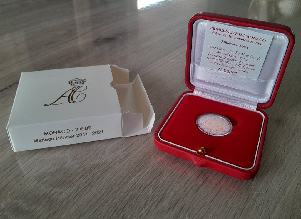 2 euro Monaco 2021 Huwelijk Albert en Charlene Proof, Timbres & Monnaies, Enlèvement ou Envoi, Monaco, 2 euros, Monnaie en vrac