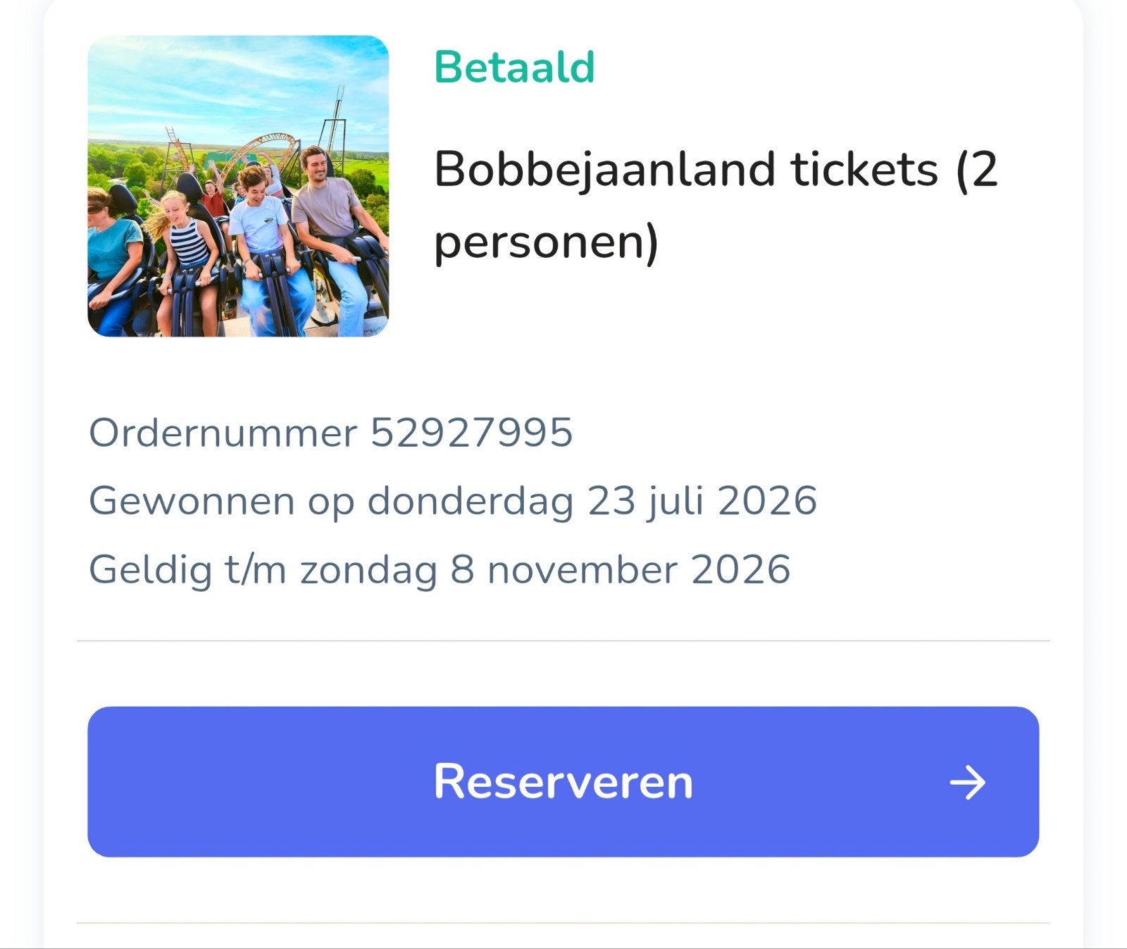 Tickets Bobbejaanland, Twee personen, Overige soorten, Pretpark