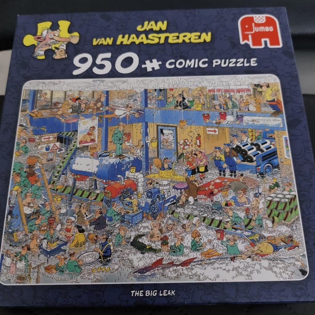JVH puzzel, 950 st, The big leak, 8 €., Hobby en Vrije tijd, Ophalen of Verzenden, 500 t/m 1500 stukjes, Zo goed als nieuw, Legpuzzel