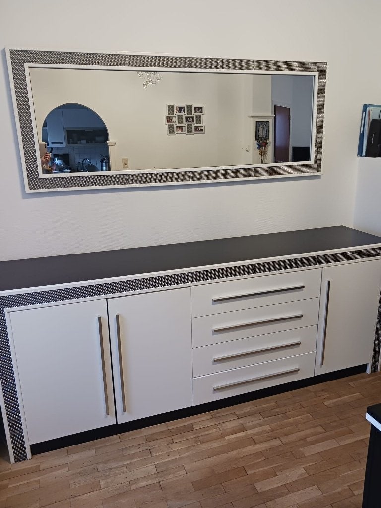 Rhinestone woonkamermeubelset: raam, tv, uitschuifbare tafel, Ophalen, Gebruikt, Overige materialen, Ensemble meubles salon strass