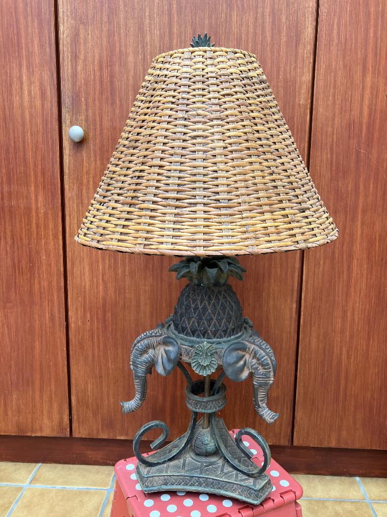 Mooie rotan lamp met olifant en ananas profiel, Ophalen