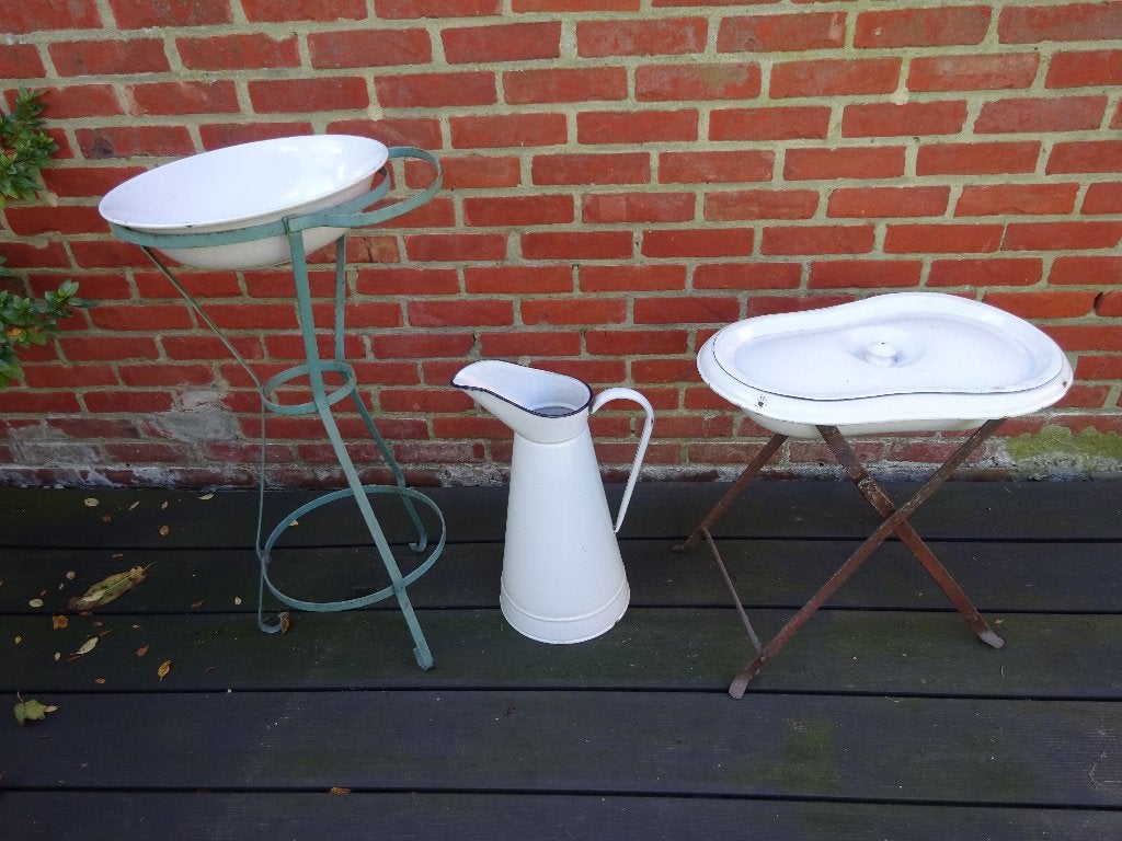 Antiek ensemble van wasbekken,bidet en waterkan.,1900-1930,, Antiquités & Art, Enlèvement ou Envoi