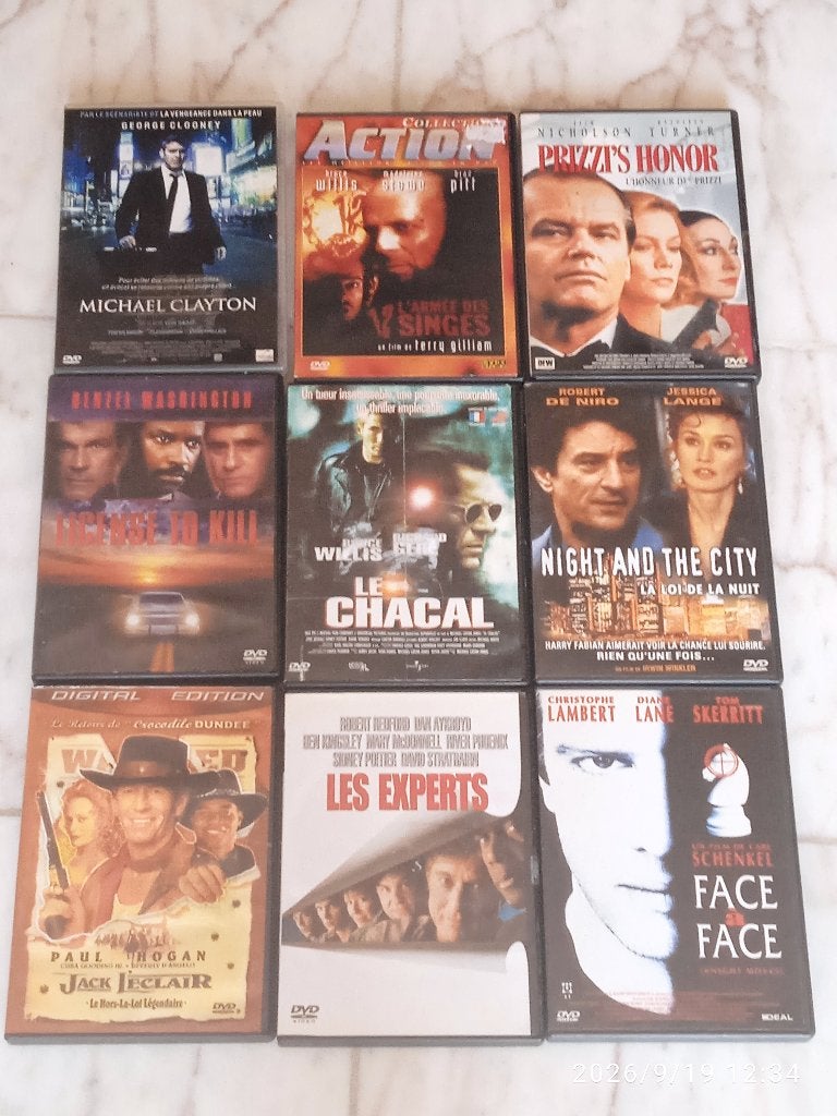 FILMS D'ACTION DVD, Action, Français, Comprend un boîtier, Comme neuf