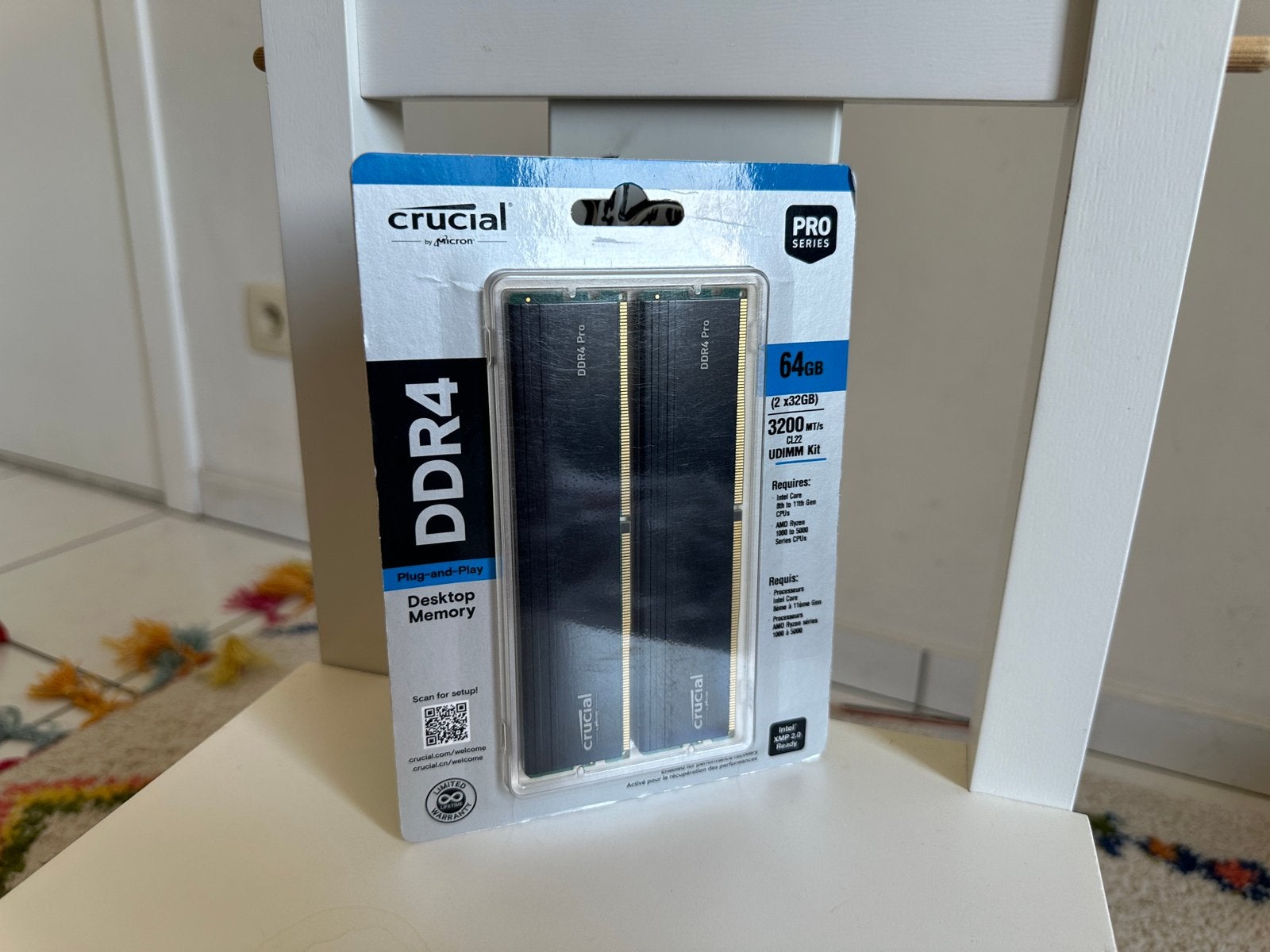 Crucial 64gb 2x32gb DDR4 Pro Desktop Memory, Computers en Software, RAM geheugen, Ophalen, DDR4, Nieuw, Desktop