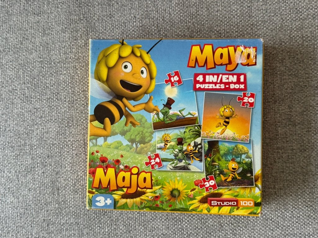 189. Puzzel - Studio 100 - Maya de Bij - 4 in 1 puzzel, Kinderen en Baby's, Speelgoed | Kinderpuzzels, Zo goed als nieuw, 2 tot 4 jaar