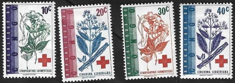 4 Postzegels Congo-Kinshasa 1963 Rode Kruis, Postzegels en Munten, Postzegels | Afrika, Ophalen of Verzenden, Overige landen, Postfris