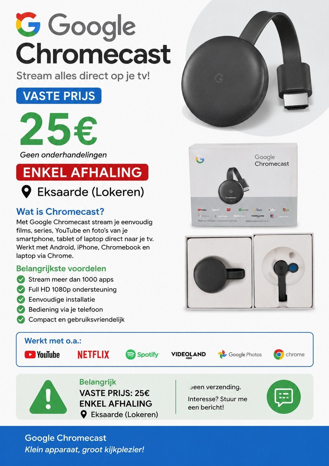 Google Chromecast – Zo goed als nieuw, Enlèvement