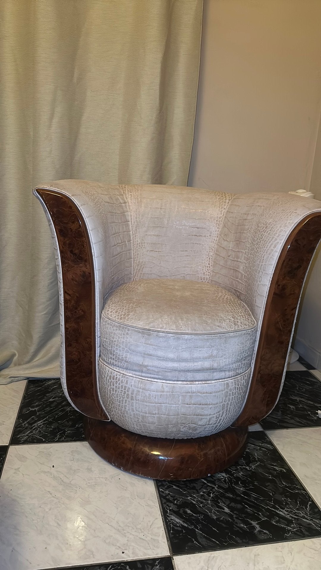 Fauteuils tulipe peau  de crocodile  art deco 1930, Antiquités & Art, Enlèvement