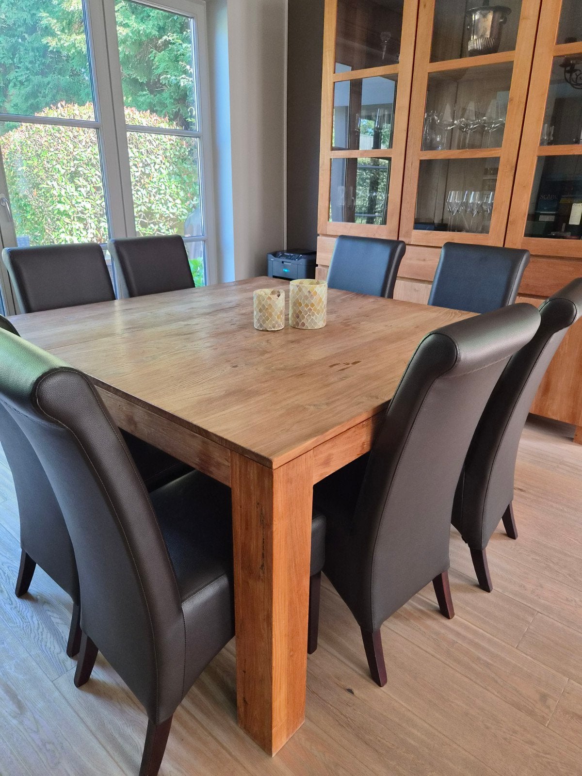 Teaken vierkante eetkamertafel, Enlèvement, Teck