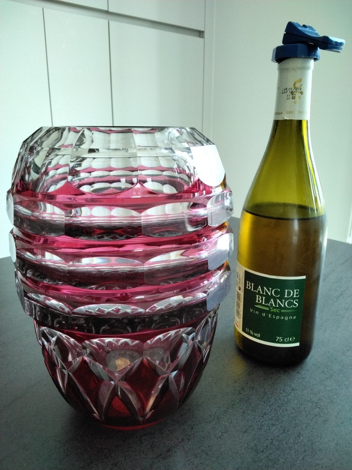 Val St Lambert - Grand vase VSL modèle Aberdeen., Antiquités & Art, Enlèvement ou Envoi