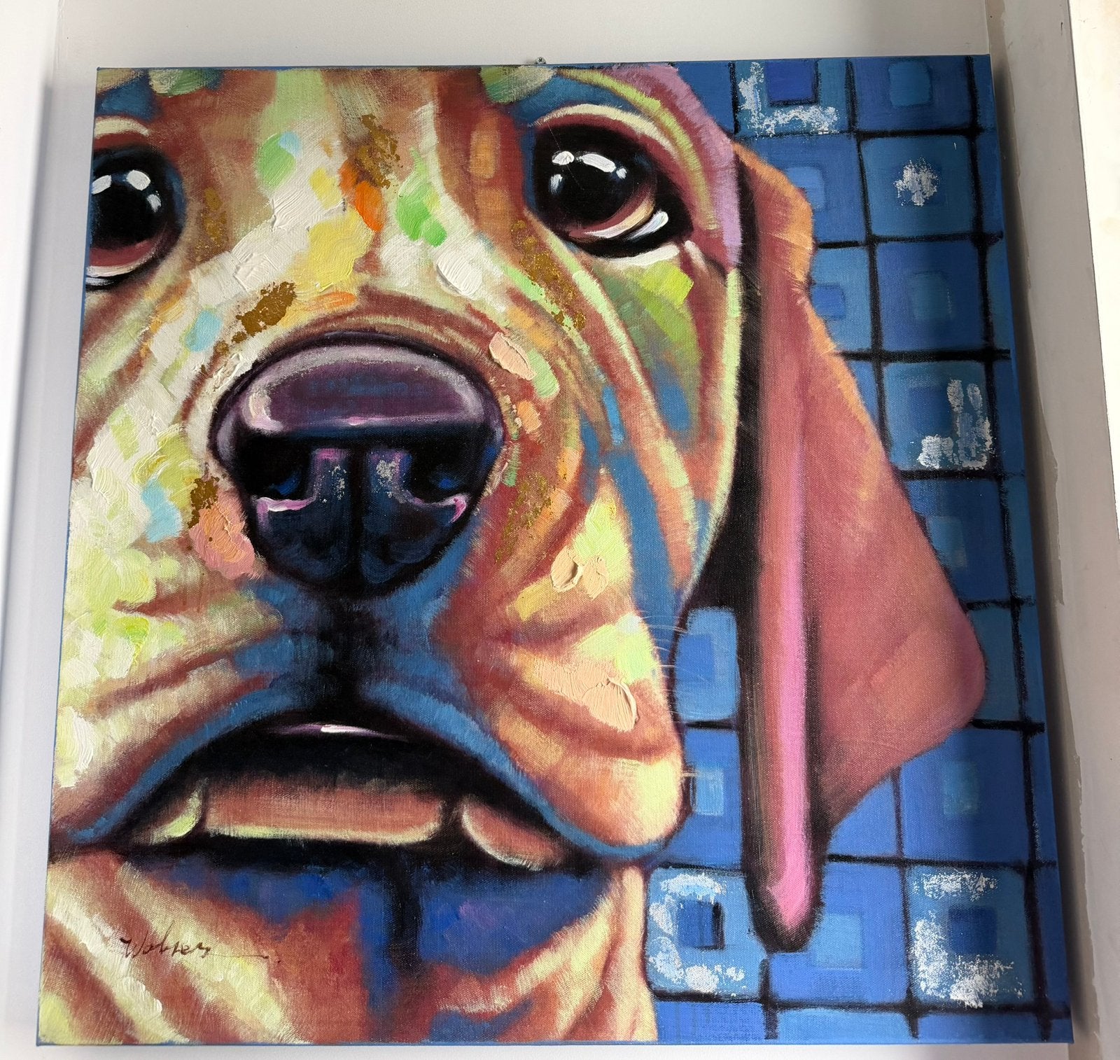 Peinture chien, Antiquités & Art, Art | Peinture | Moderne, Enlèvement, Animaux