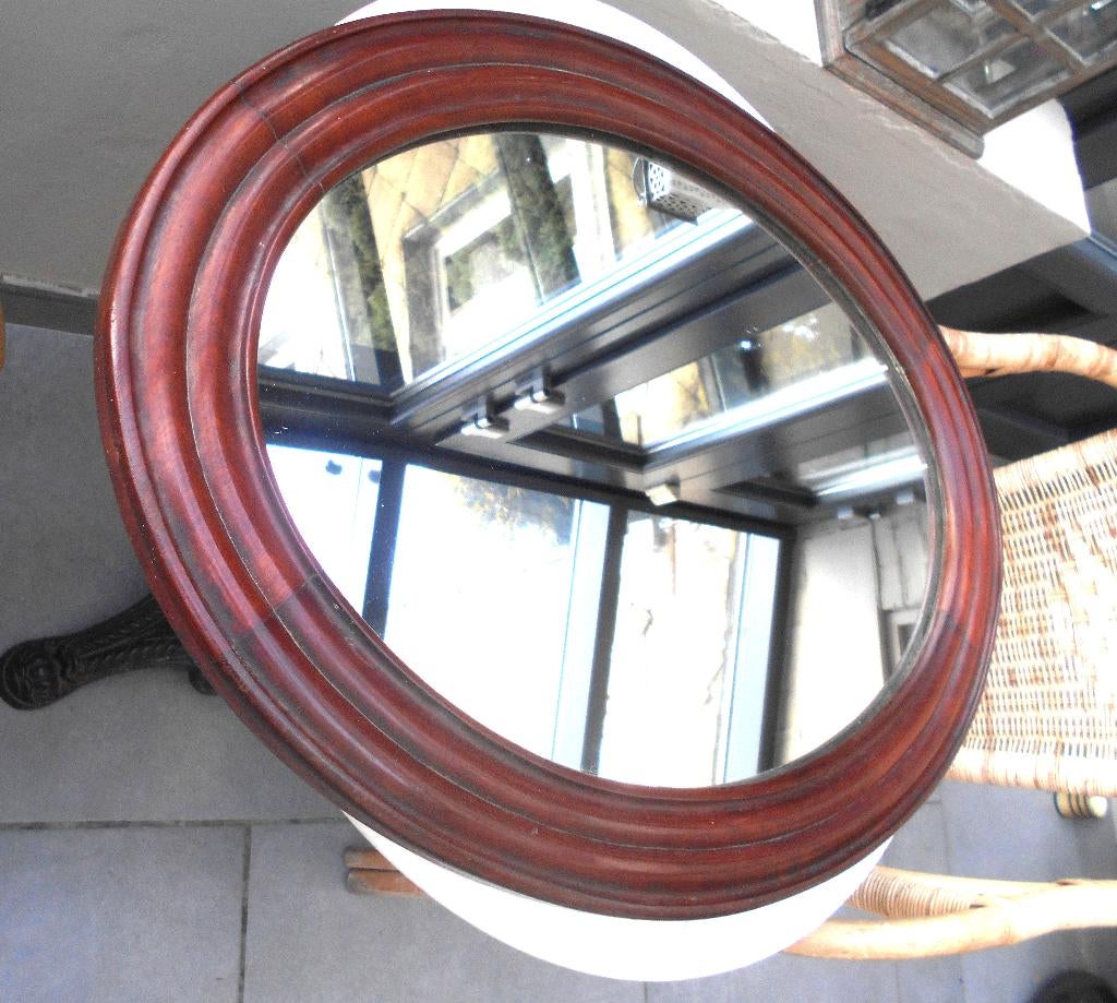 ancien miroir ovale en bois 65 x 51 cm, Ophalen, Ovaal, 50 tot 100 cm, Minder dan 100 cm