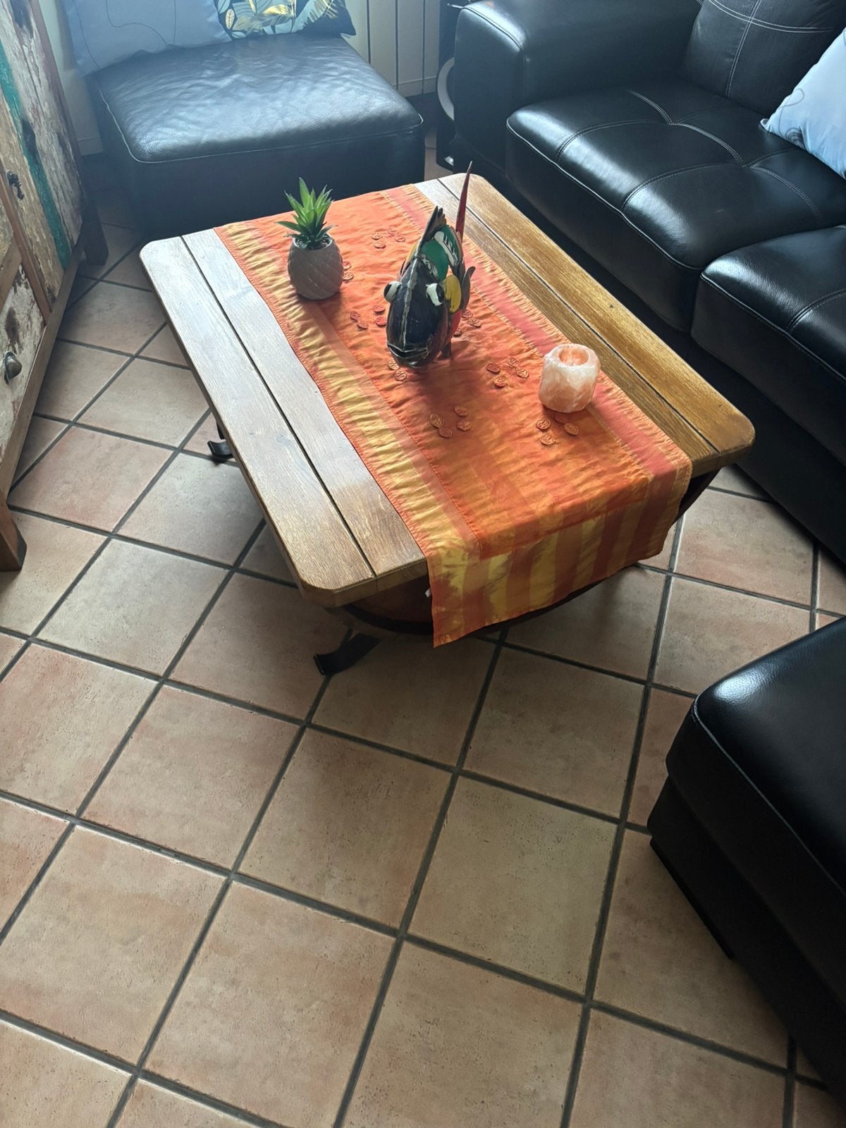 Massief houten woonkamertafel, Ophalen, Gebruikt, 50 tot 100 cm, 50 tot 100 cm