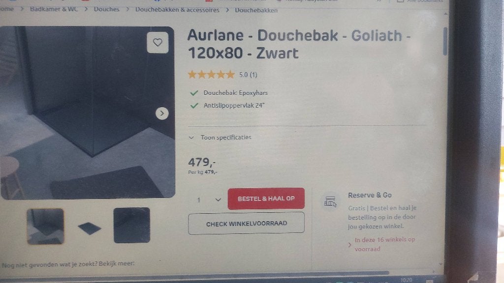 Douchebak en Regendouche square met thermostatiche Kraan, Ophalen, Nieuw, Met douche