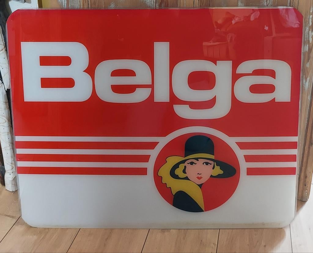 Belga origineel reclamebord van lichtreclame, Verzamelen, Ophalen, Reclamebord