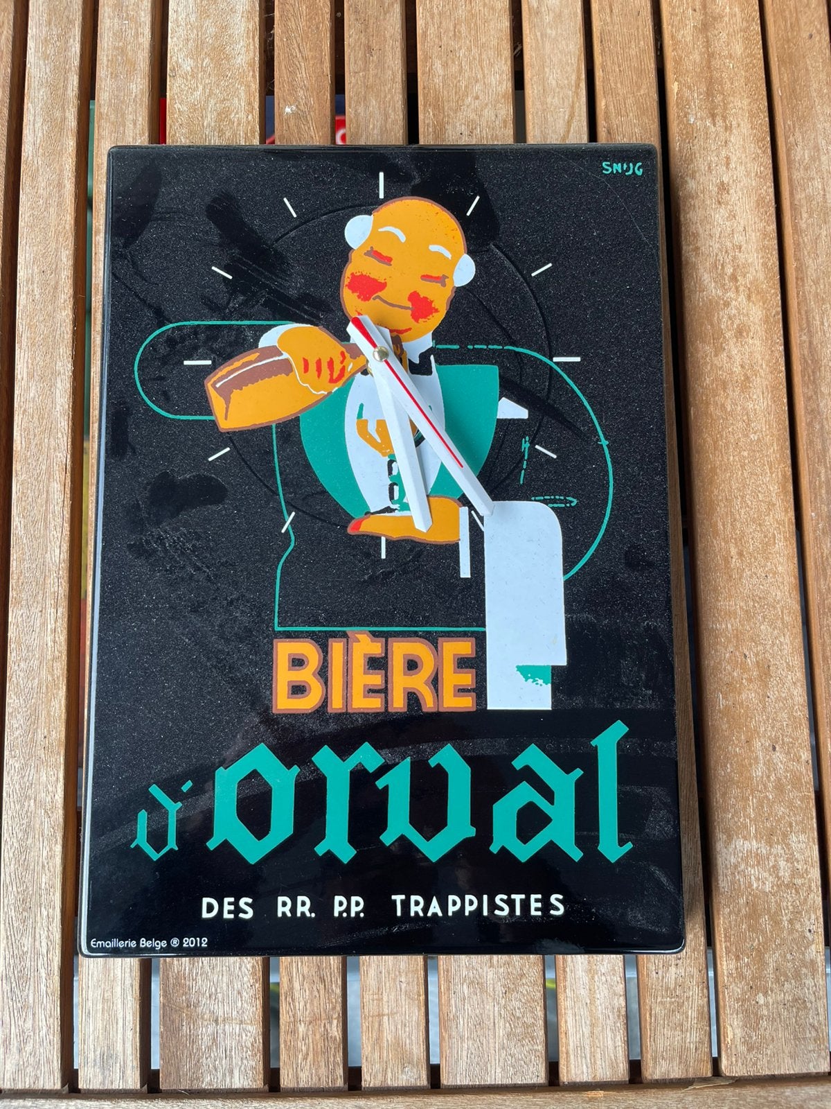 Emaille klok Orval, Verzamelen, Ophalen, Zo goed als nieuw, Reclamebord