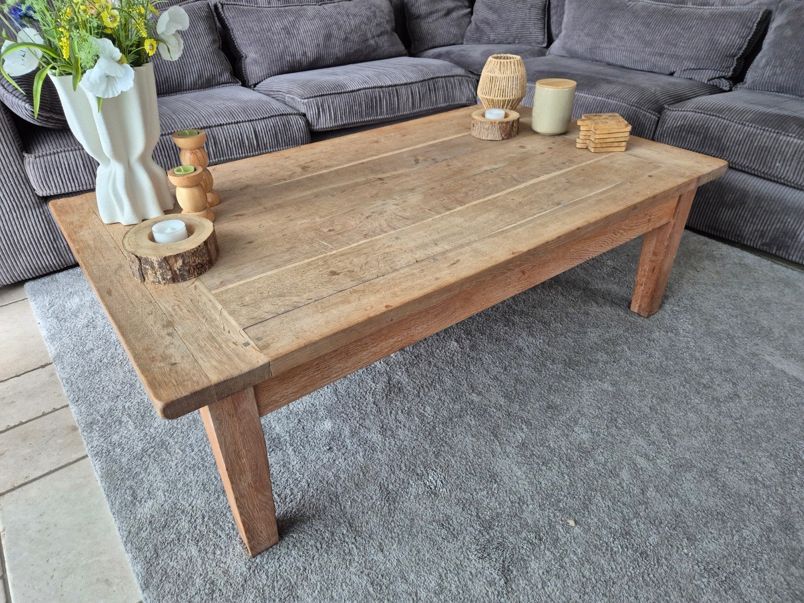 Mooie houten salontafel, Ophalen, Gebruikt, Eikenhout, Landelijk