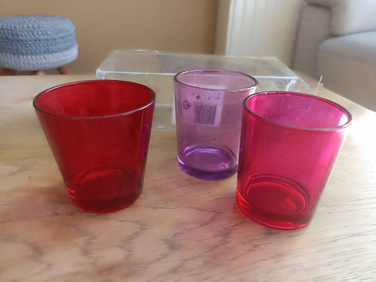 Lot 3 photophores rose + mauve + rouge, Enlèvement ou Envoi, Neuf, Rouge, Bougeoir pour bougie chauffe-plat
