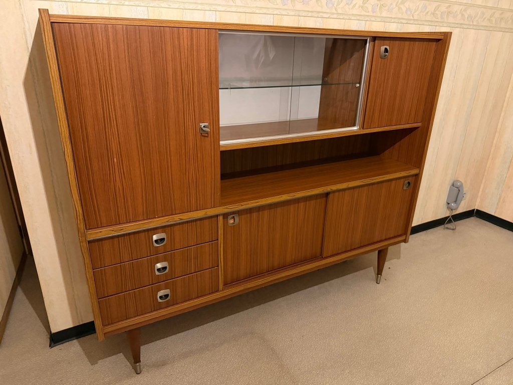 Berner Huwil highboard kast - Vintage dressoir (jaren '60), Ophalen, Gebruikt, 100 tot 150 cm, Met lade(s)