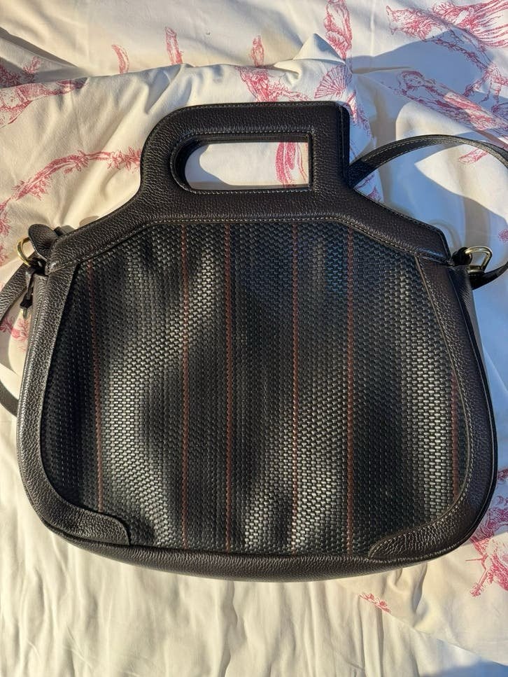 Magnifique sac Delvaux noir adriatique tissage cuir, Enlèvement, Utilisé, Noir, Sac à main