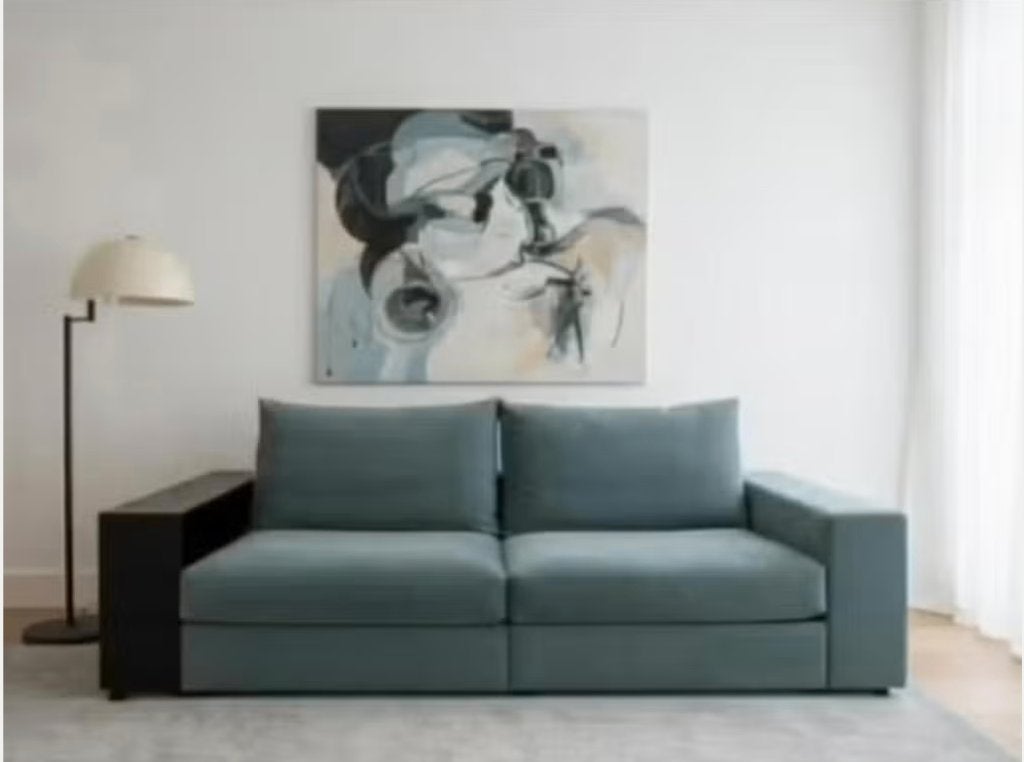 Flexform Groundpiece Sofa – Blauwgrijs Fluweel –, Huis en Inrichting, Ophalen, Gebruikt, Stof