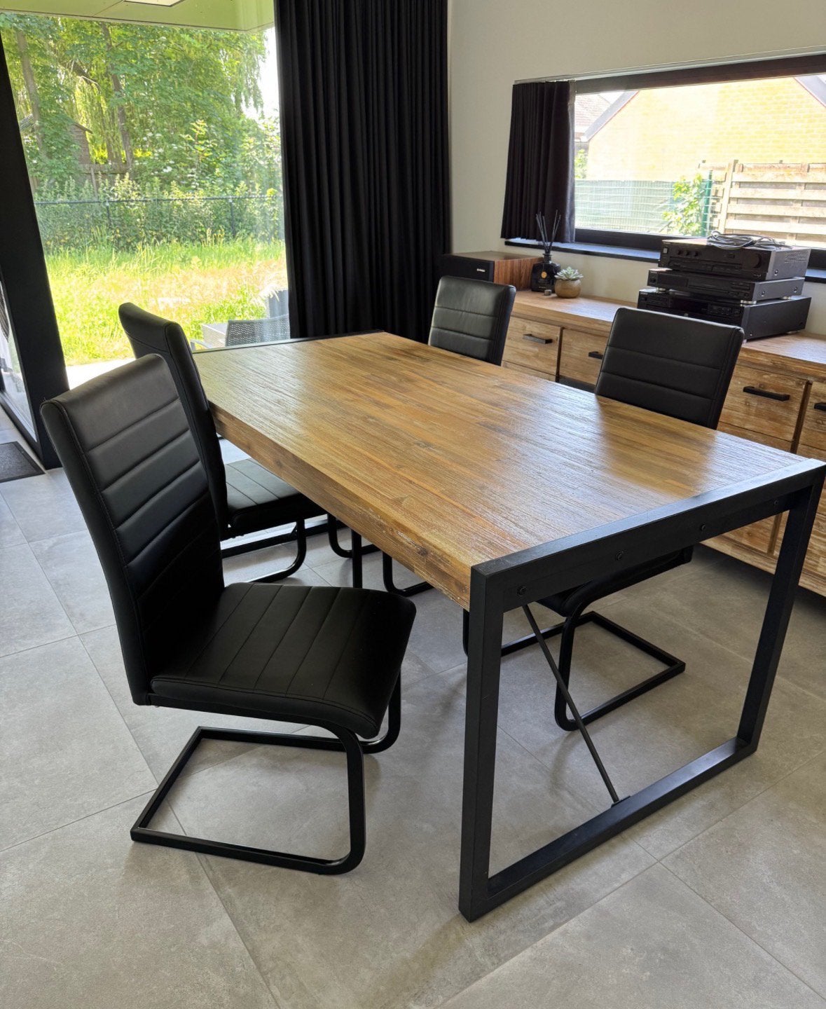 Industriële eetkamerset WEBA Galaxy, Huis en Inrichting, Complete eetkamers, Ophalen, Gebruikt, Industrieel, 4 tot 6 stoelen