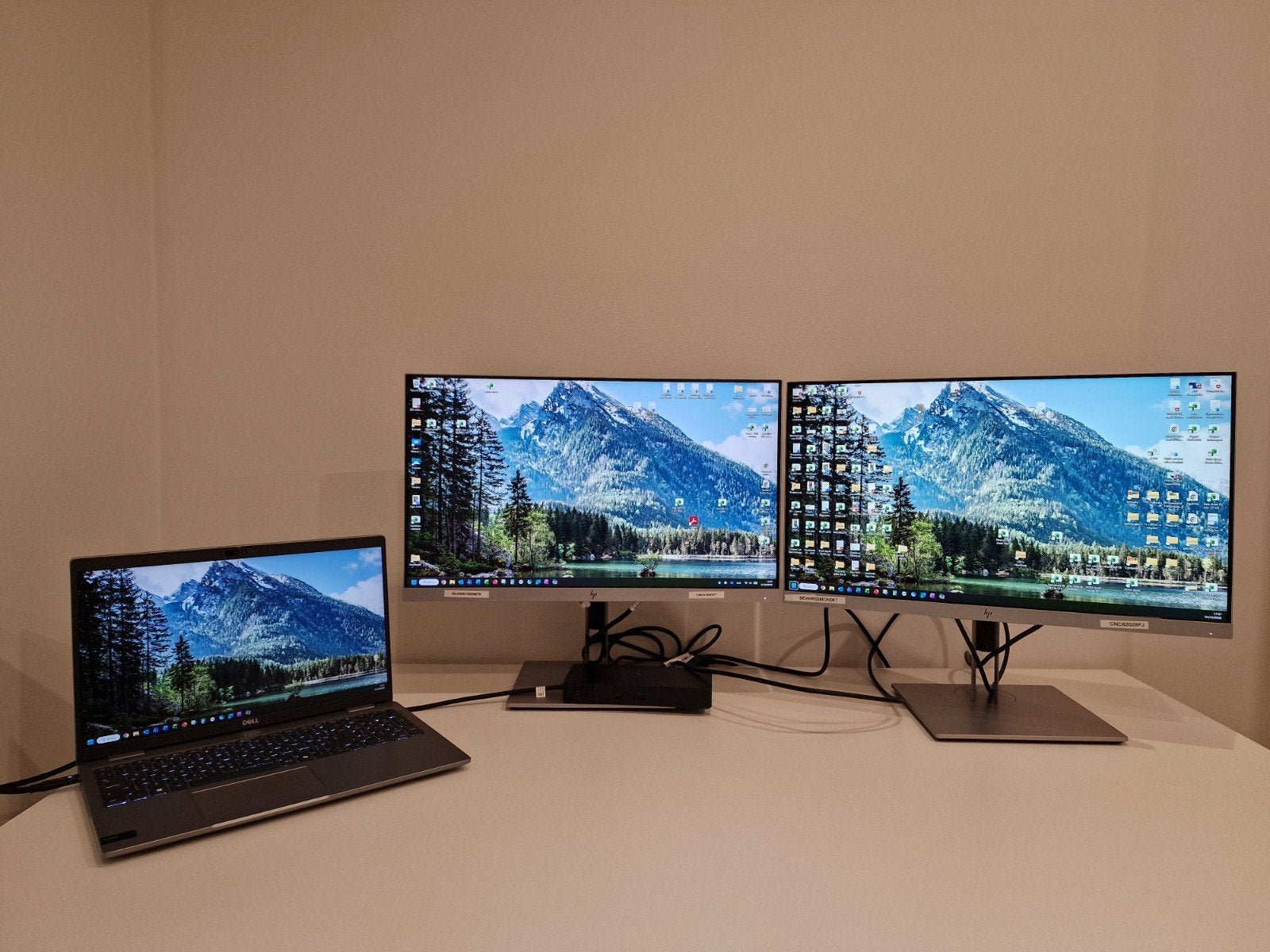 2 x Schermen HP E233 en dockingstation Dell K20a, Computers en Software, Ophalen, HD, 3 tot 5 ms, In hoogte verstelbaar