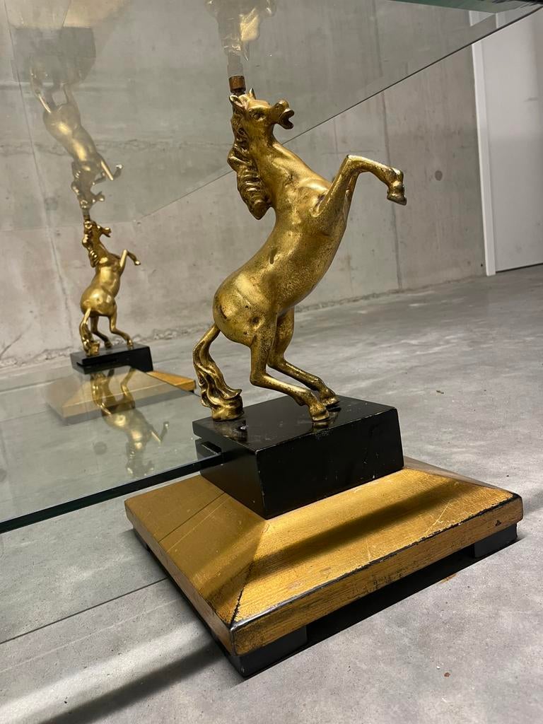 Table vintage avec chevaux en bronze, Enlèvement ou Envoi, Utilisé