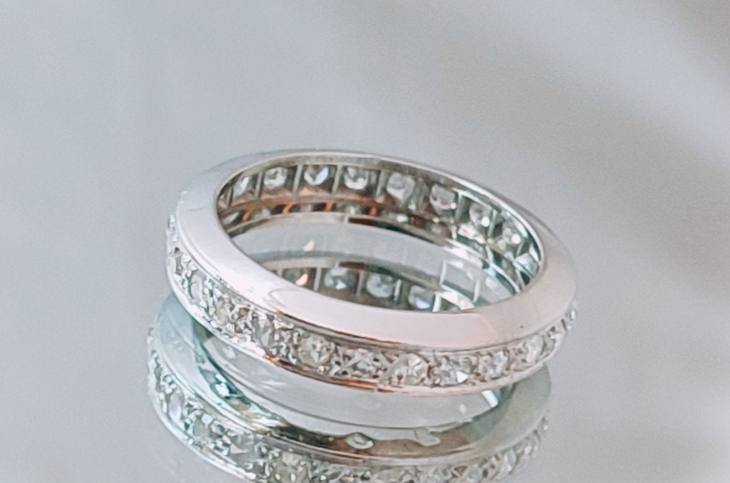 Platinum verlovingsring met diamanten, Ophalen of Verzenden, Dame of Heer, Met edelsteen, Kleiner dan 17