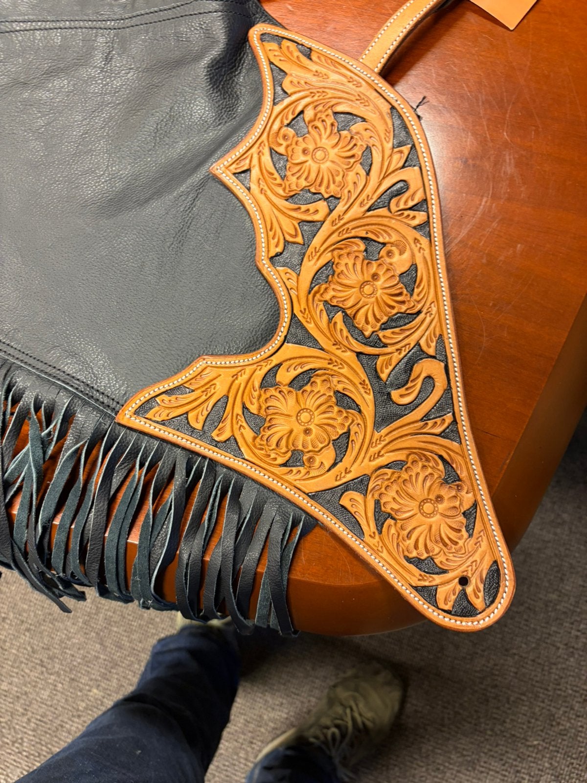 Chaps in leder met prachtige flowertooling, Ophalen of Verzenden, Nieuw