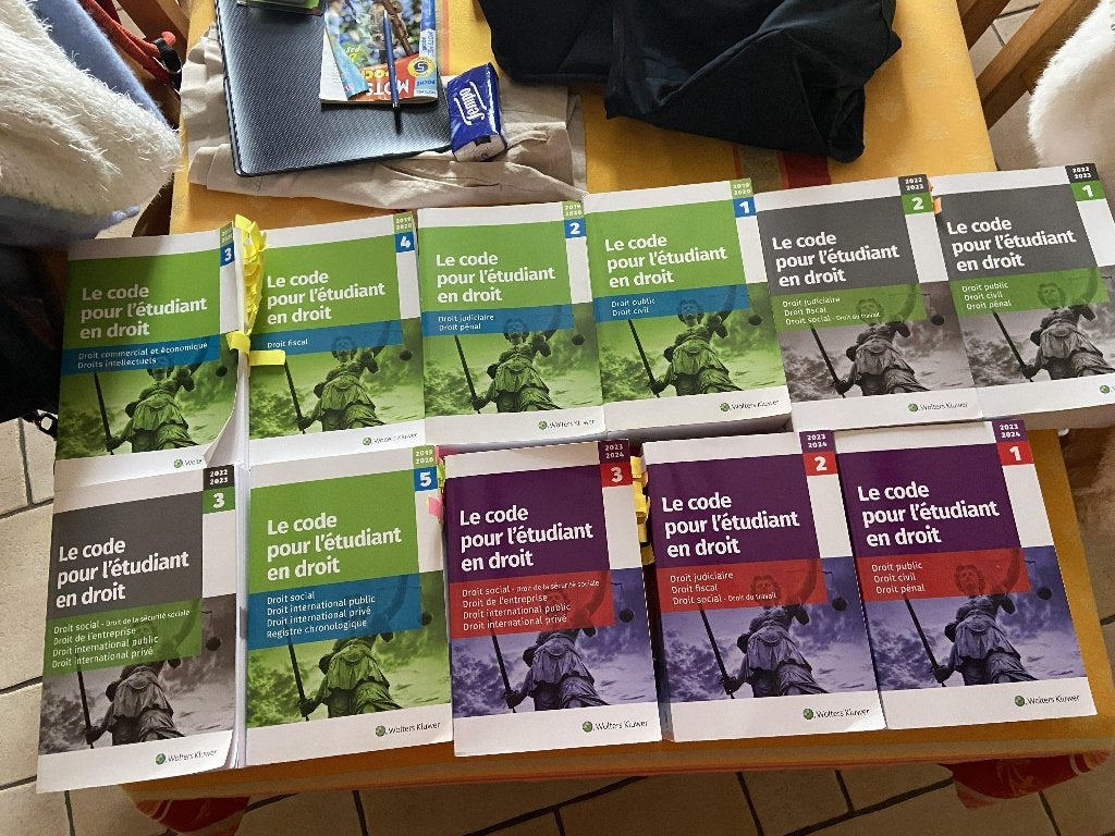 Lot de 11 codes pour étudiant en droit (Wolters Kluwer), Ophalen, Gelezen, Niet van toepassing