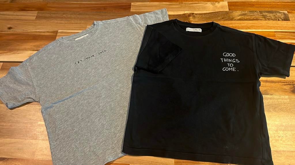 Set 2 t-shirts Zara maat 130, Ophalen of Verzenden, Gebruikt, Jongen, Shirt of Longsleeve