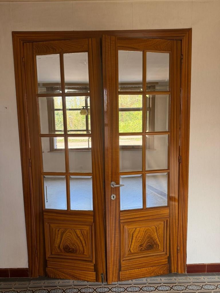 Dubbele eiken deur, Ophalen, Binnendeur, Zo goed als nieuw, Glas