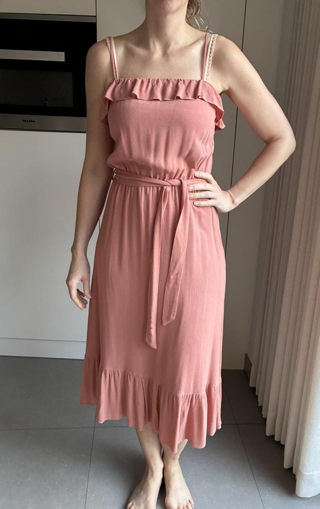 Zalmroze jurk van cherry paris (Maat 1/S), Kleding | Dames, Cherry paris, Ophalen of Verzenden, Zo goed als nieuw, Roze