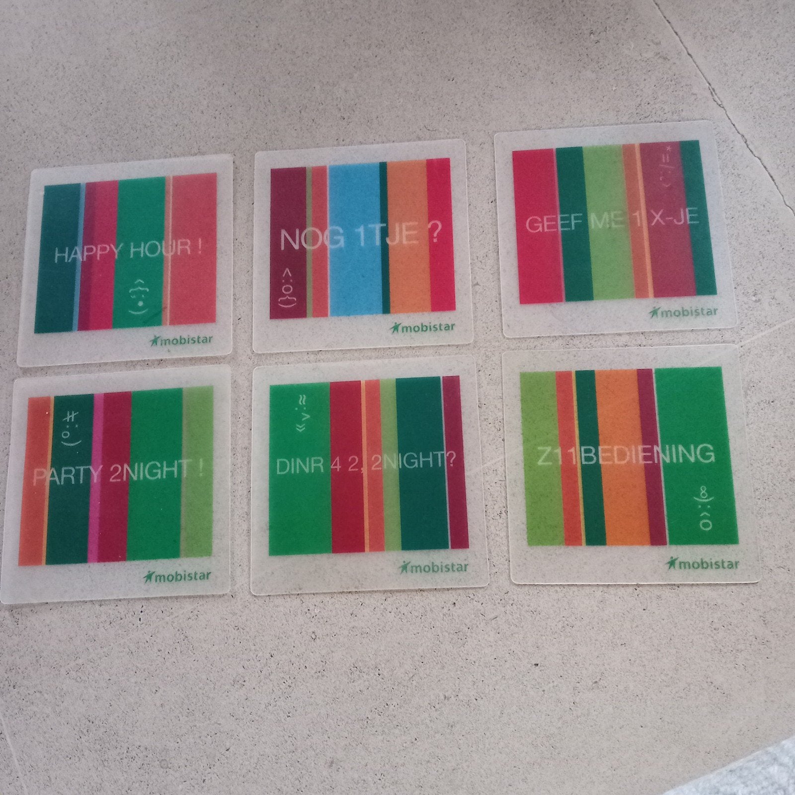 6 glas onderleggers mobistar, Ophalen