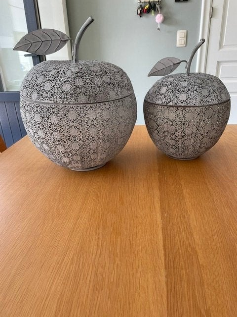 2 appels in lichtmetaal, Antiek en Kunst, Ophalen