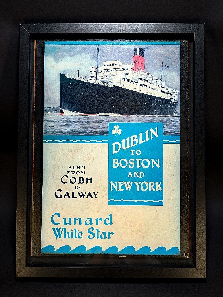 Kartonnen poster onder glas „Cunard White Star” RMS Laconia, Verzamelen, Posters, A1 t/m A3, Reclame, Rechthoekig Staand, Gebruikt