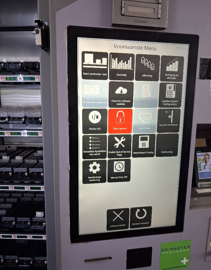 Distributeur automatique Écran digital, Enlèvement