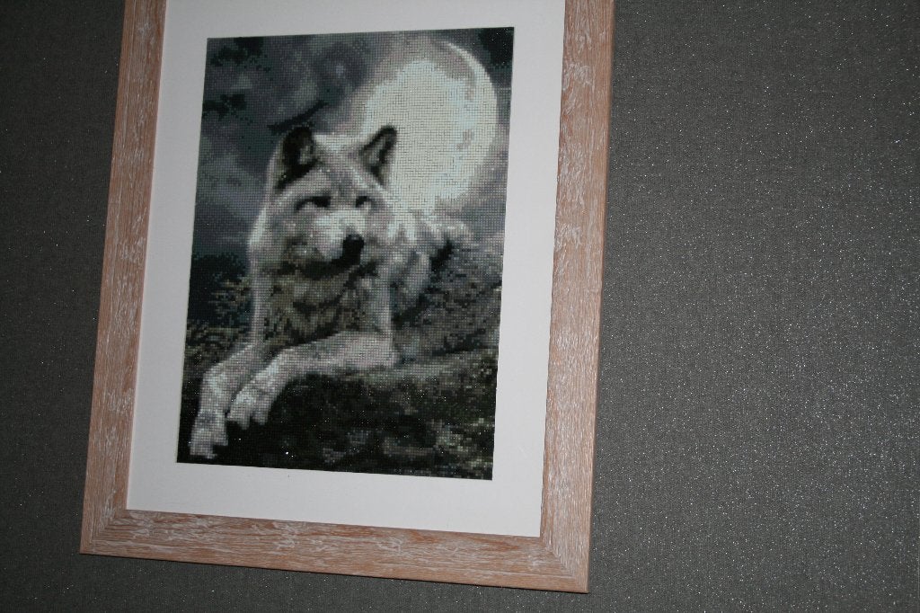 Diamond painting wolf met kader, Hobby & Loisirs créatifs, Fabrication de Perles & Bijoux, Neuf, Enlèvement