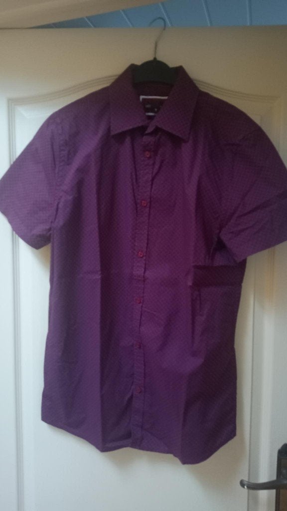 Hemd korte mouw bordeau, Ophalen, Gedragen, Blauw, JBC