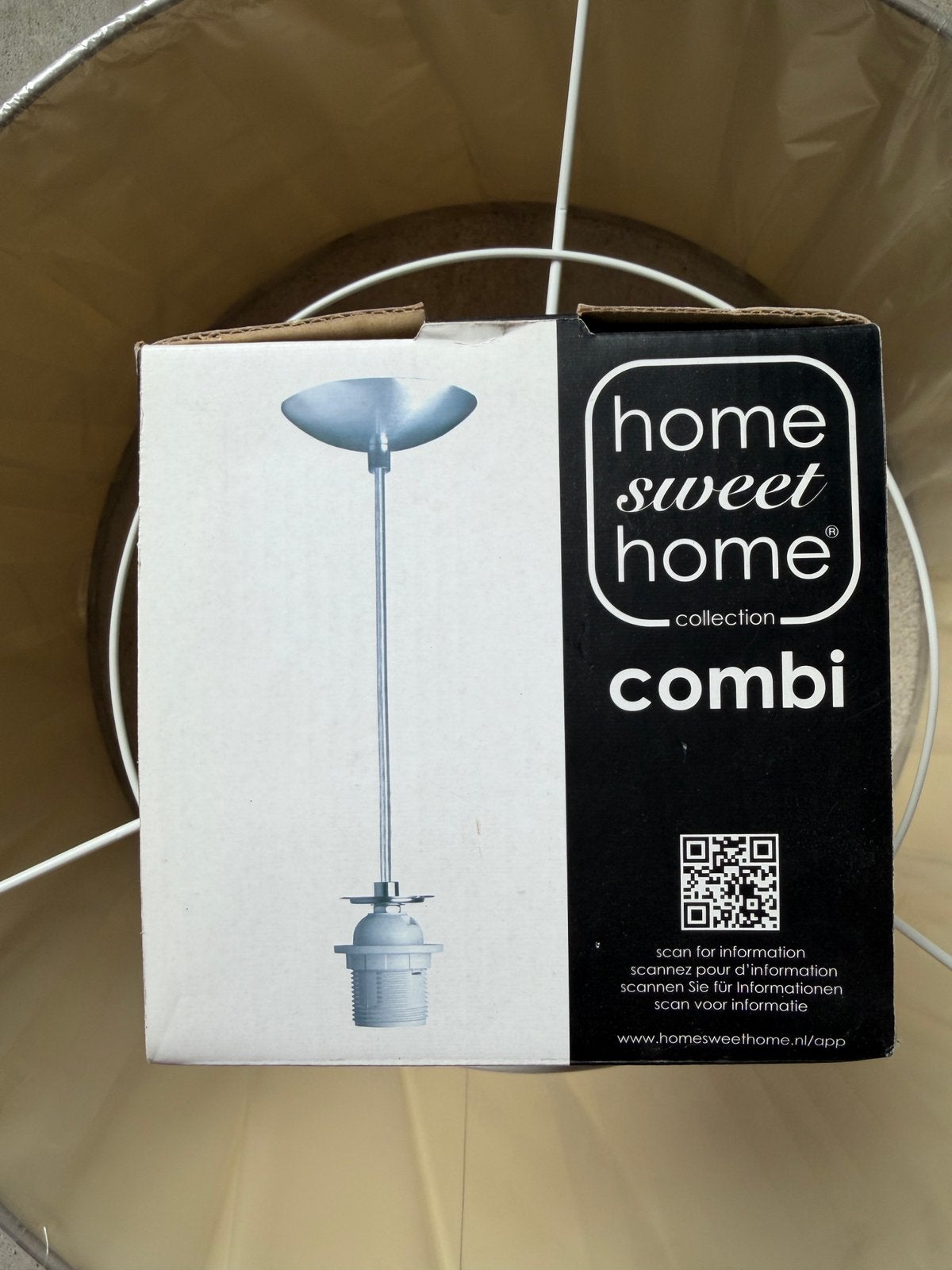 Lampe suspendue Home Sweet Home avec abat-jour taupe, Enlèvement ou Envoi, Textile, Comme neuf, Landelijk