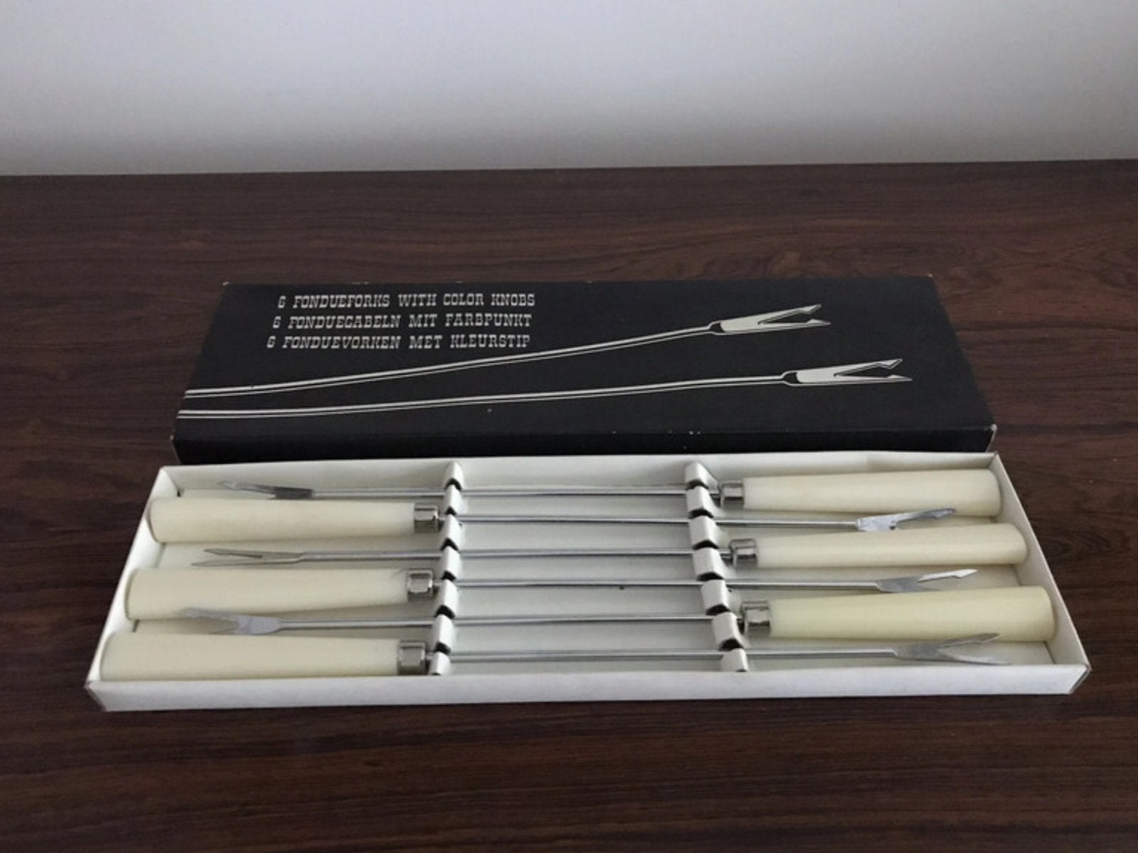 Retro vintage set fondue vorken fonduevorken originele doos, Ophalen of Verzenden, Huis en Inrichting
