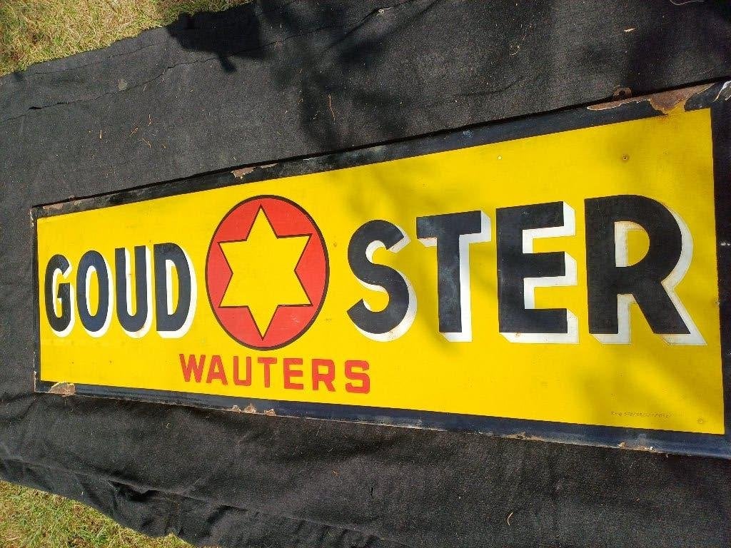 Zeldzame emaille : Bier De Goudster Wauters Halen, Verzamelen, Ophalen, Gebruikt, Reclamebord