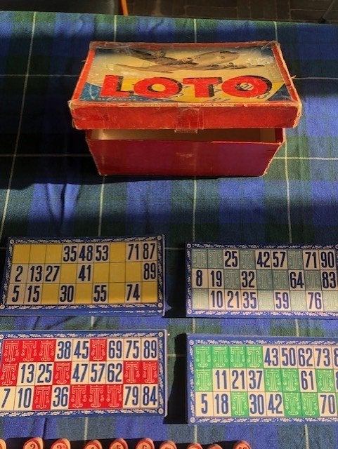 Bingo lotto retro met extra setjes nummertjes, Vijf spelers of meer, Ophalen, Gebruikt