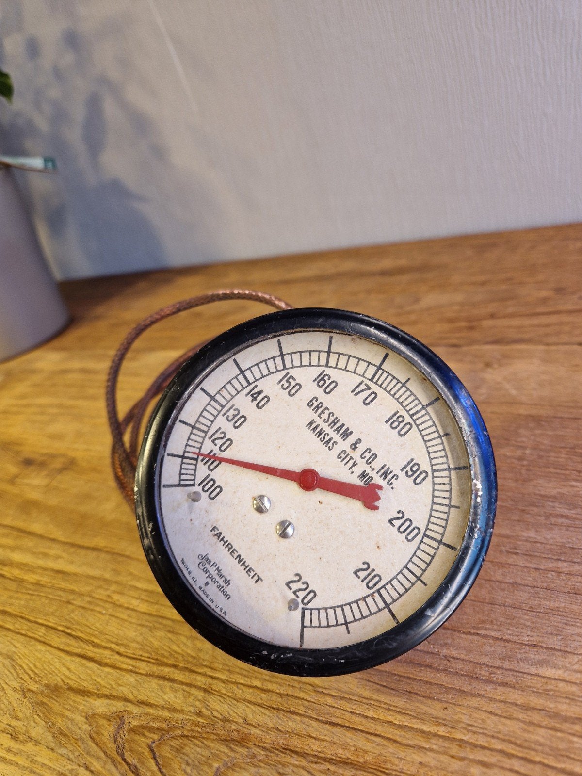 Antieke industriële thermometer Jas. P. Marsh, Antiek en Kunst, Ophalen of Verzenden