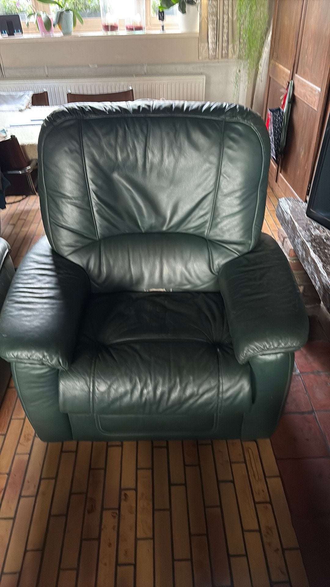 Gratis 2x1persoonszetel leder, Ophalen, Gebruikt, Minder dan 75 cm, Leer