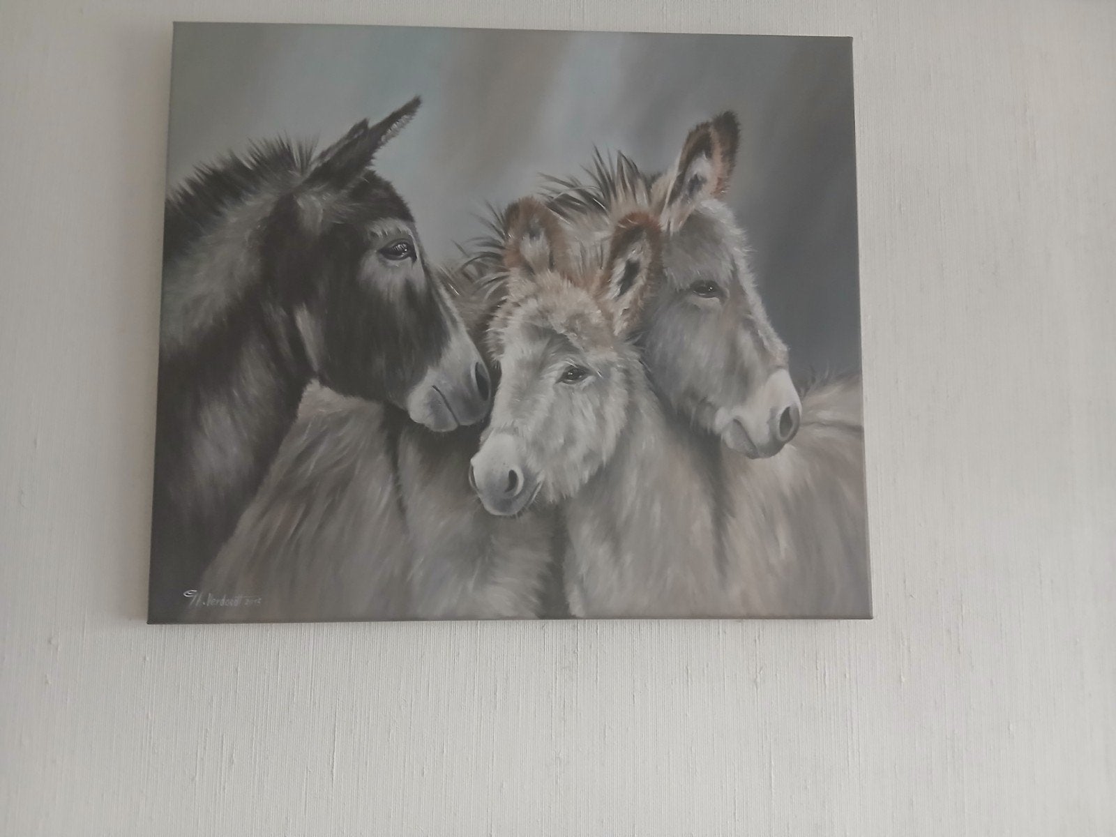 schilderij op doek ezels, Ophalen, 50 – 75, Zo goed als nieuw, Schilderij