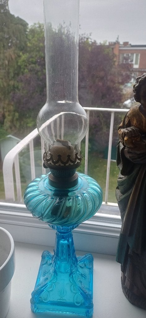 blauwe olielamp, Ophalen, Gebruikt, Glas, 50 tot 75 cm