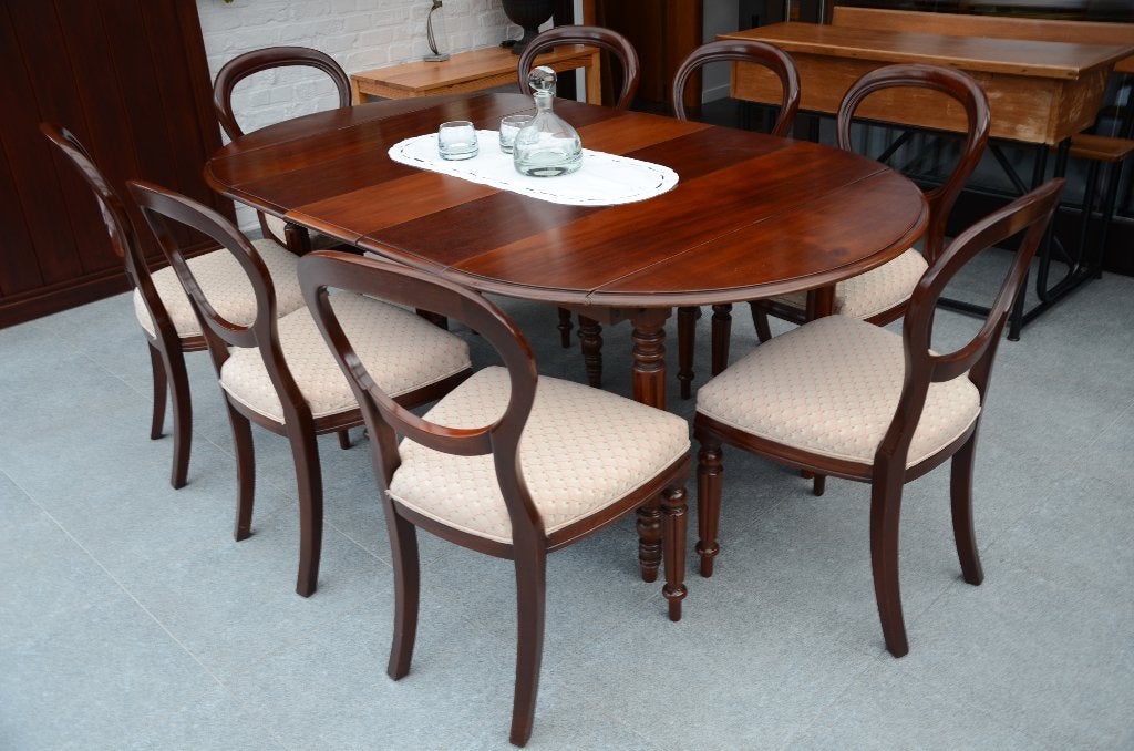 mooie antieke tafel met 8 bijpassende stoelen, Antiek en Kunst, Antiek | Meubels | Kasten, Ophalen
