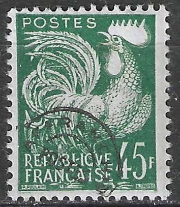 Francia 1953/1959 - Yvert 117PRÉ - Coq Gaulois 45 g. (PF), Envoi, Non oblitéré
